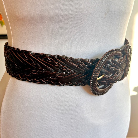 Vintage Style Bohemian Western Braided Bonded Leather Belt – Dark Brown - Picture 3 of 7